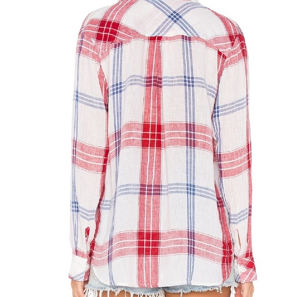 Rails Red Blue White Plaid Button Down Shirt Lightweight Casual Style Size L - Picture 2 of 6